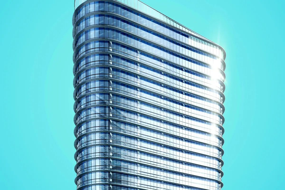 Abstract geometry of a glass architectural facade